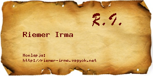 Riemer Irma névjegykártya